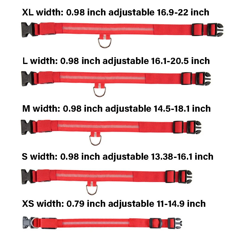 Dog Collar Nylon LED Night Safety Flashing Glow in the Dark Pet Dog Leash Pet Dogs Luminous Fluorescent Collar Dog Accessories