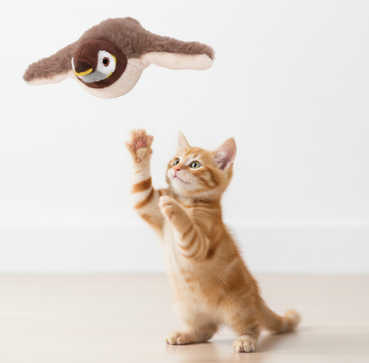 Pájaro Interactivo con Movimiento y Sonido: Recargable y Activado por Tacto, ¡La Caza que Tu Gato Amará!
