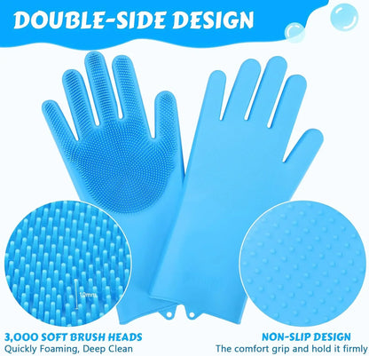 Pet Bath Gloves Cleaning Massage Hair Removal Gloves Silicone Hair Removal Comfortable Clean Anti-Bite Gloves Dog Bath Gloves