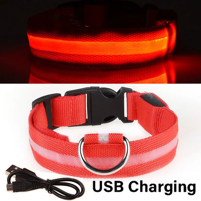 Dog Collar Nylon LED Night Safety Flashing Glow in the Dark Pet Dog Leash Pet Dogs Luminous Fluorescent Collar Dog Accessories